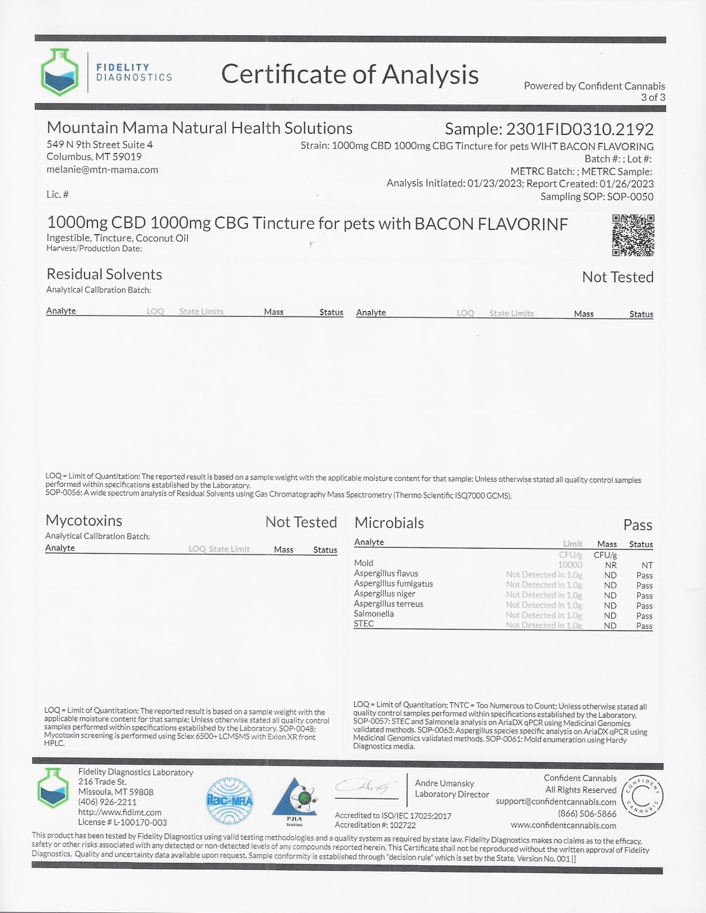 PET TINCTURE w/ CBD & CBG