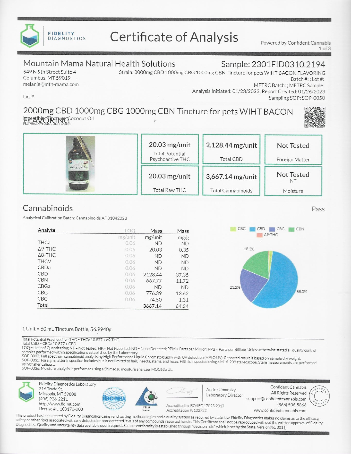 Pet Tincture w/ CBD, CBG, & CBN