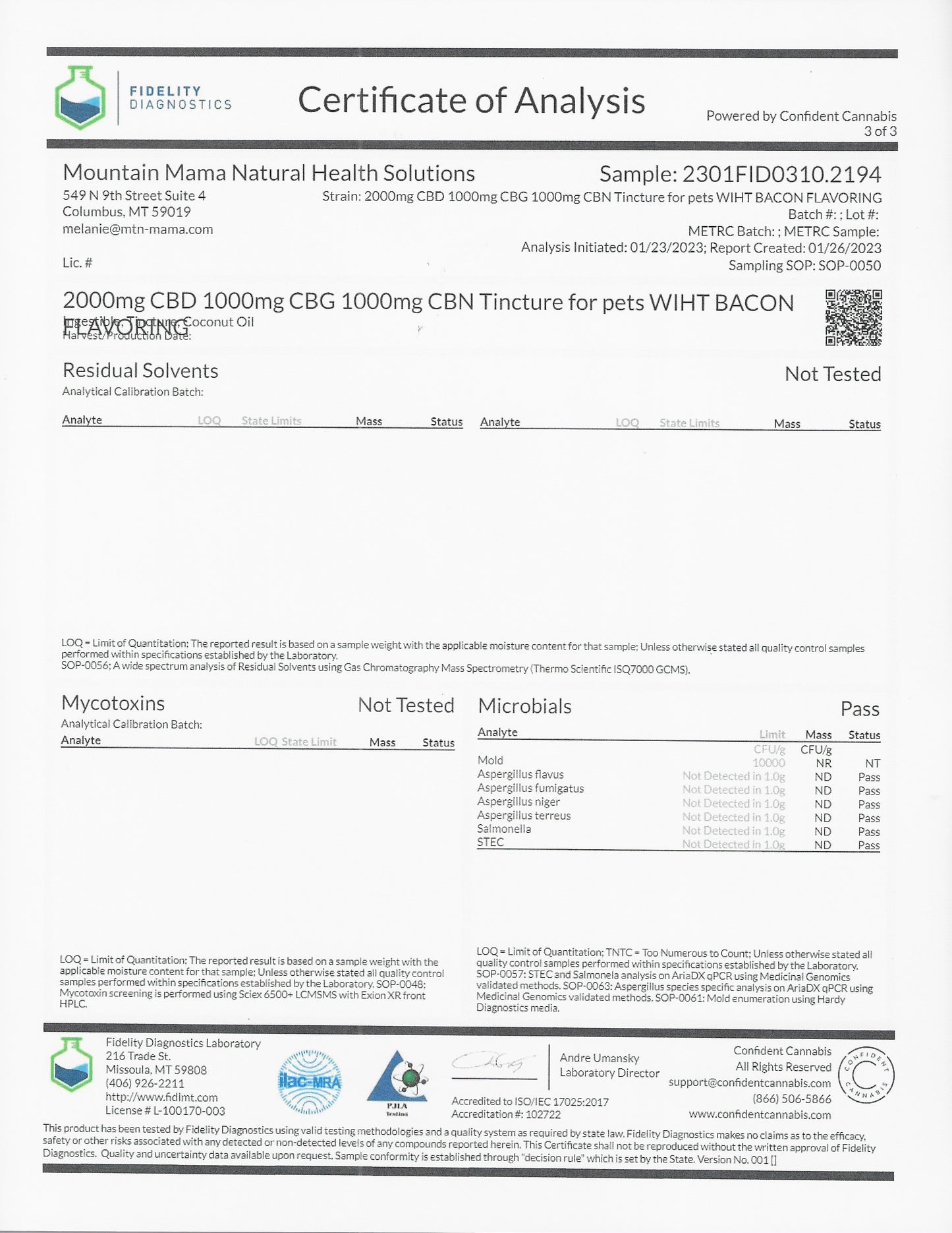 Pet Tincture w/ CBD, CBG, & CBN