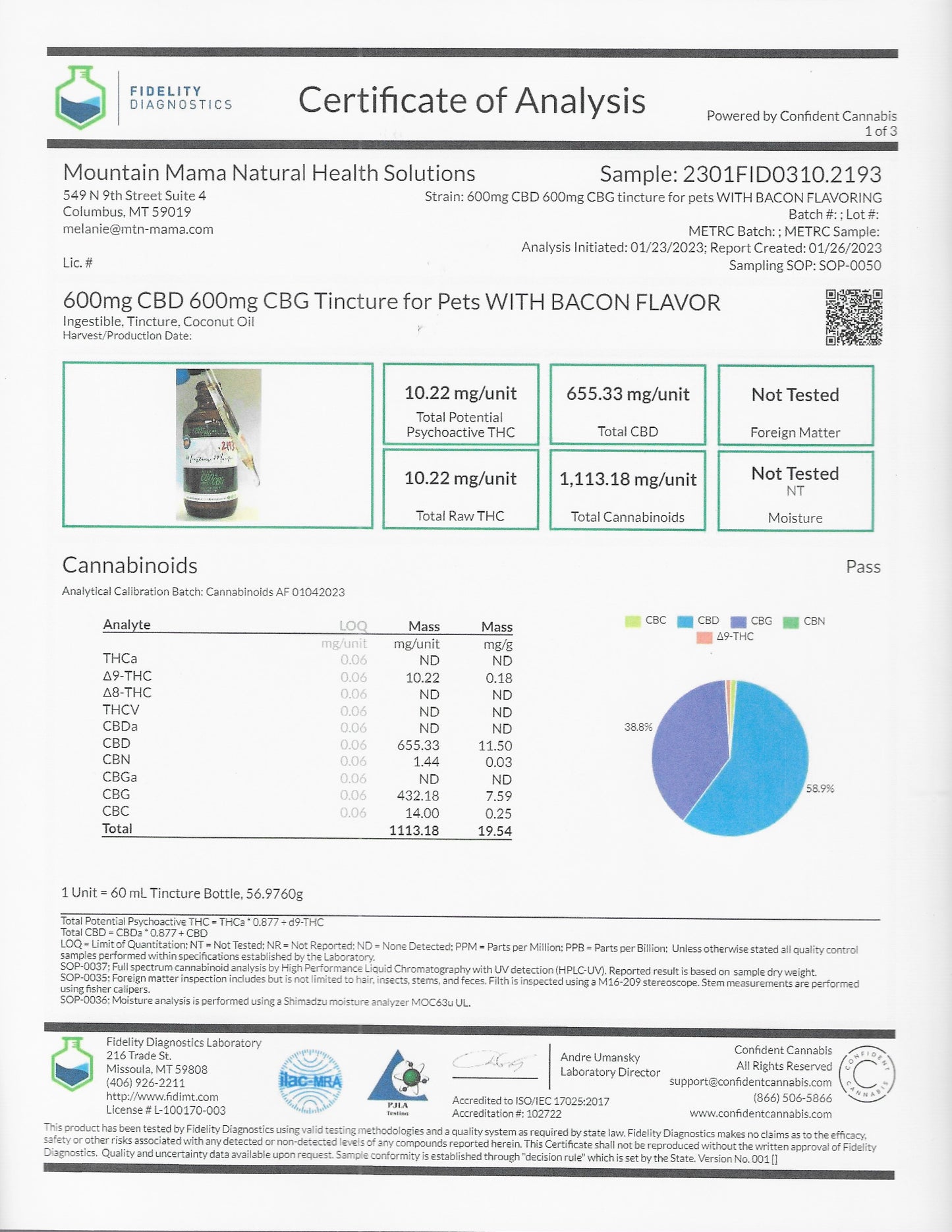 PET TINCTURE w/ CBD & CBG