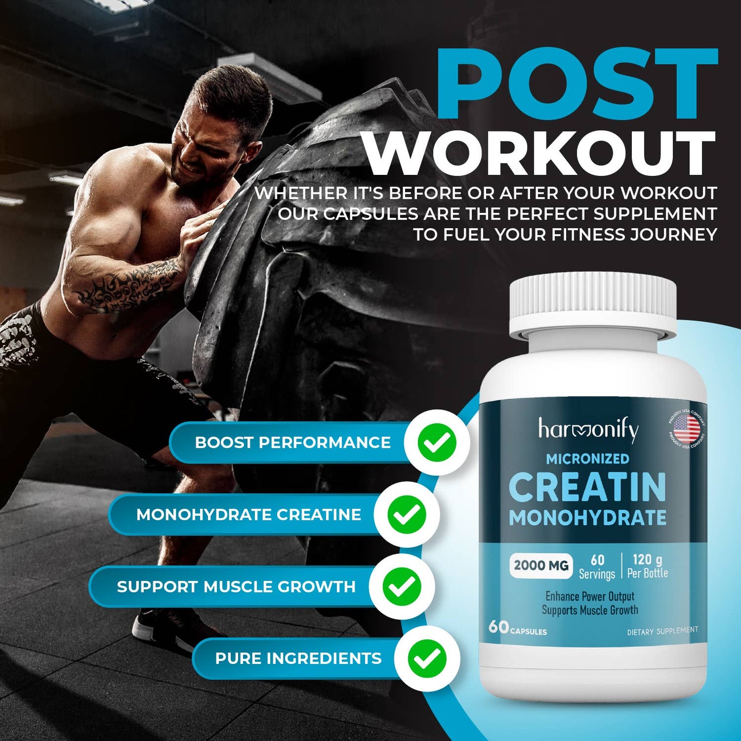 Creatine Monohydrate Amino Acid Powder 2000mg