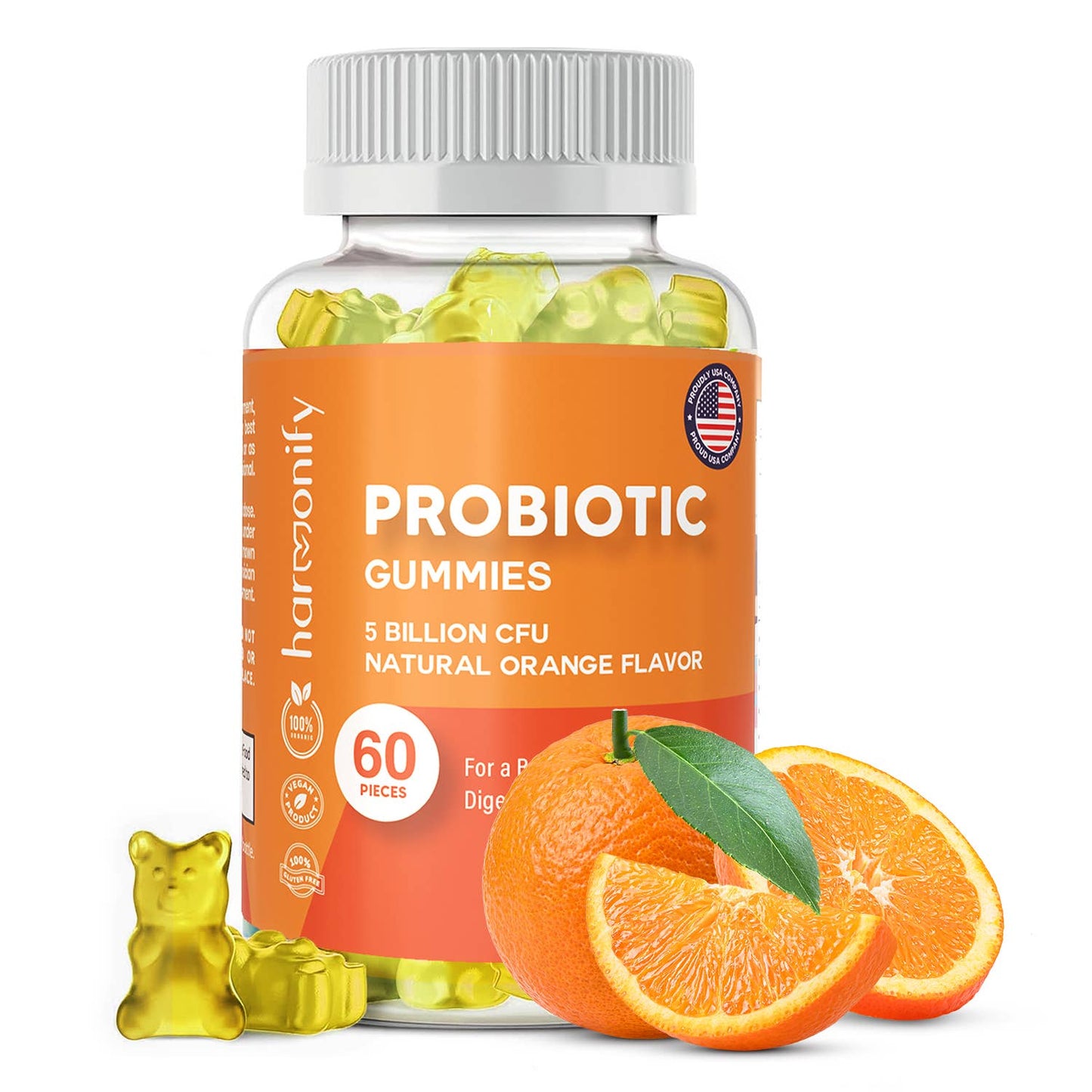 Probiotic Gummy 5 Billion CFU Natural Orange Flavor 1000 mg