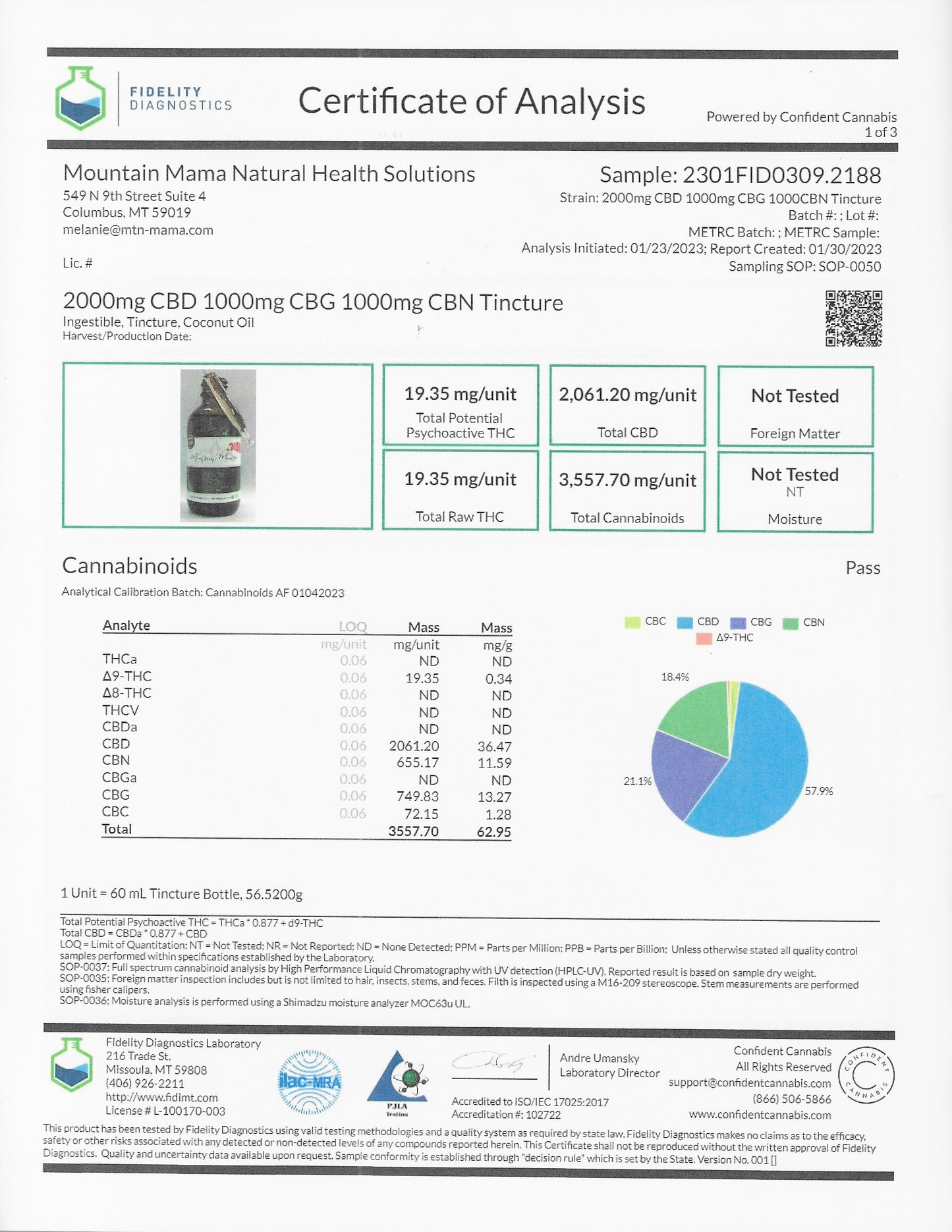 "TRIFECTA": 2000mg CBD + 1000mg CBG + 1000mg CBN