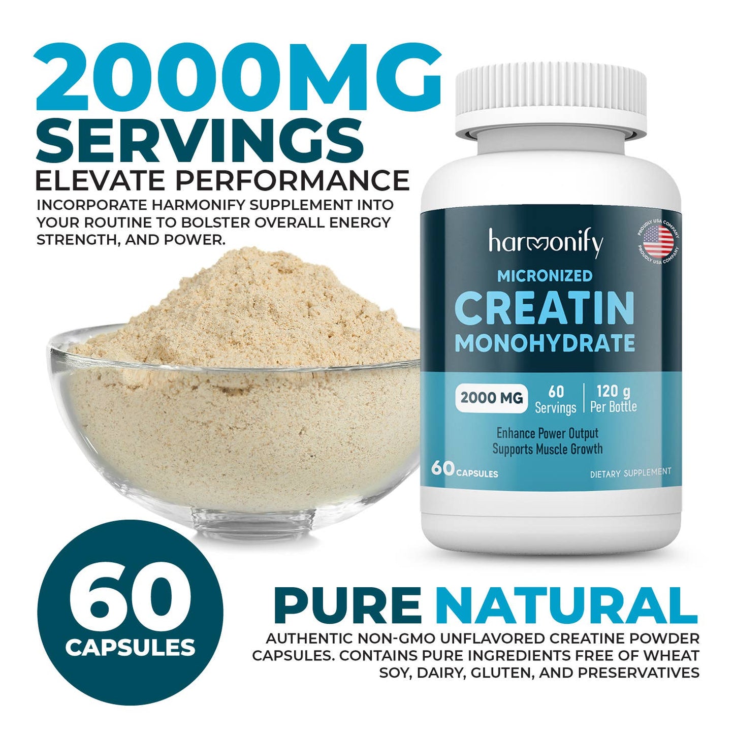 Creatine Monohydrate Amino Acid Powder 2000mg